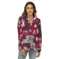 University of Alabama Crimsontide  Women's Borg Fleece Hoodie With Half Zip