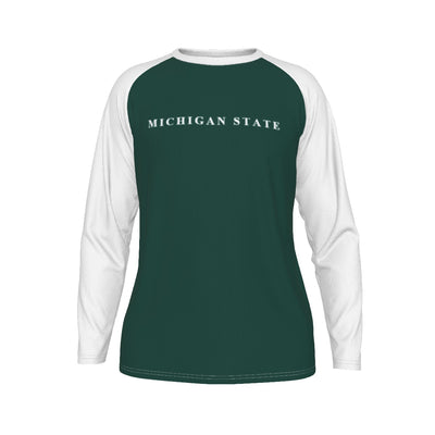 Universidad Estatal de Michigan - Camiseta de manga larga con mangas raglán de los Spartans