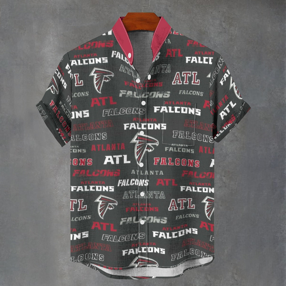 Atlanta Falcons Stand Collar Shirt|110GSM Imitation Flax