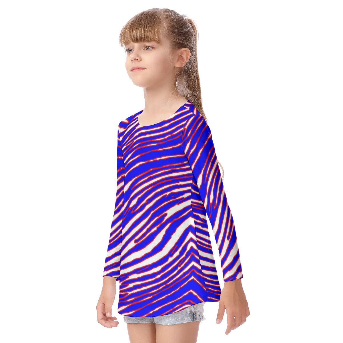 Camiseta de manga larga con cuello redondo para niño con estampado de cebra de los Buffalo Bills de la NFL