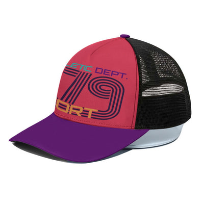 Athletic sport 79 red purple Unisex Trucker Hat With Black Half-mesh - Jacketon