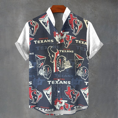 Houston Texans Stand Collar Shirt|110GSM Imitation Flax