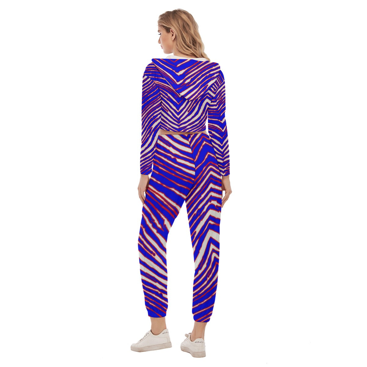 Conjunto deportivo con capucha corta para mujer con estampado de cebra de los Buffalo Bills de la NFL
