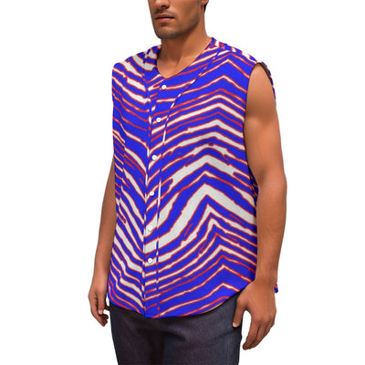 Camiseta de béisbol sin mangas para hombre con estampado de cebra de los Buffalo Bills de la NFL