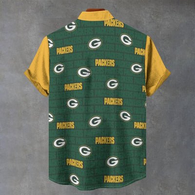 Green Bay Packers Stand Collar Shirt|110GSM Imitation Flax