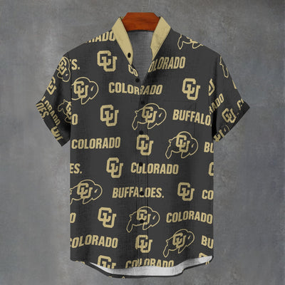 University of Colorado Boulder - Buffaloes Stand Collar Shirt|110GSM Imitation Flax