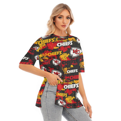 Kansas City Chiefs Women's Short Sleeve T-Shirt with Hem Split for Casual Summer Style