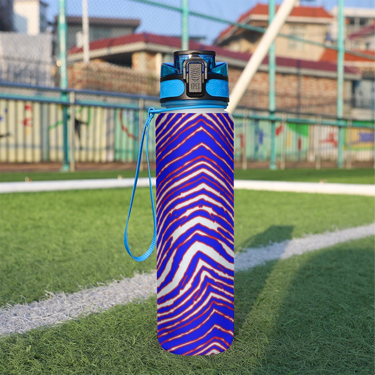 Botella de agua deportiva con estampado de cebra de los Buffalo Bills de la NFL, 32 oz