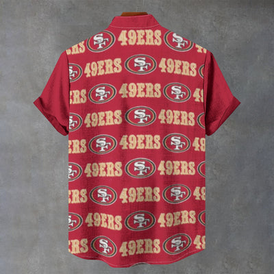 San Francisco 49ers Stand Collar Shirt|110GSM Imitation Flax