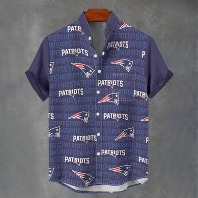 New England Patriots Stand Collar Shirt|110GSM Imitation Flax