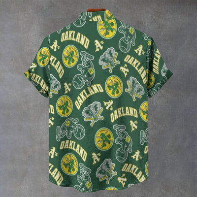 Oakland Athletics Stand Collar Shirt in Imitation Flax for Ultimate Comfort and Style