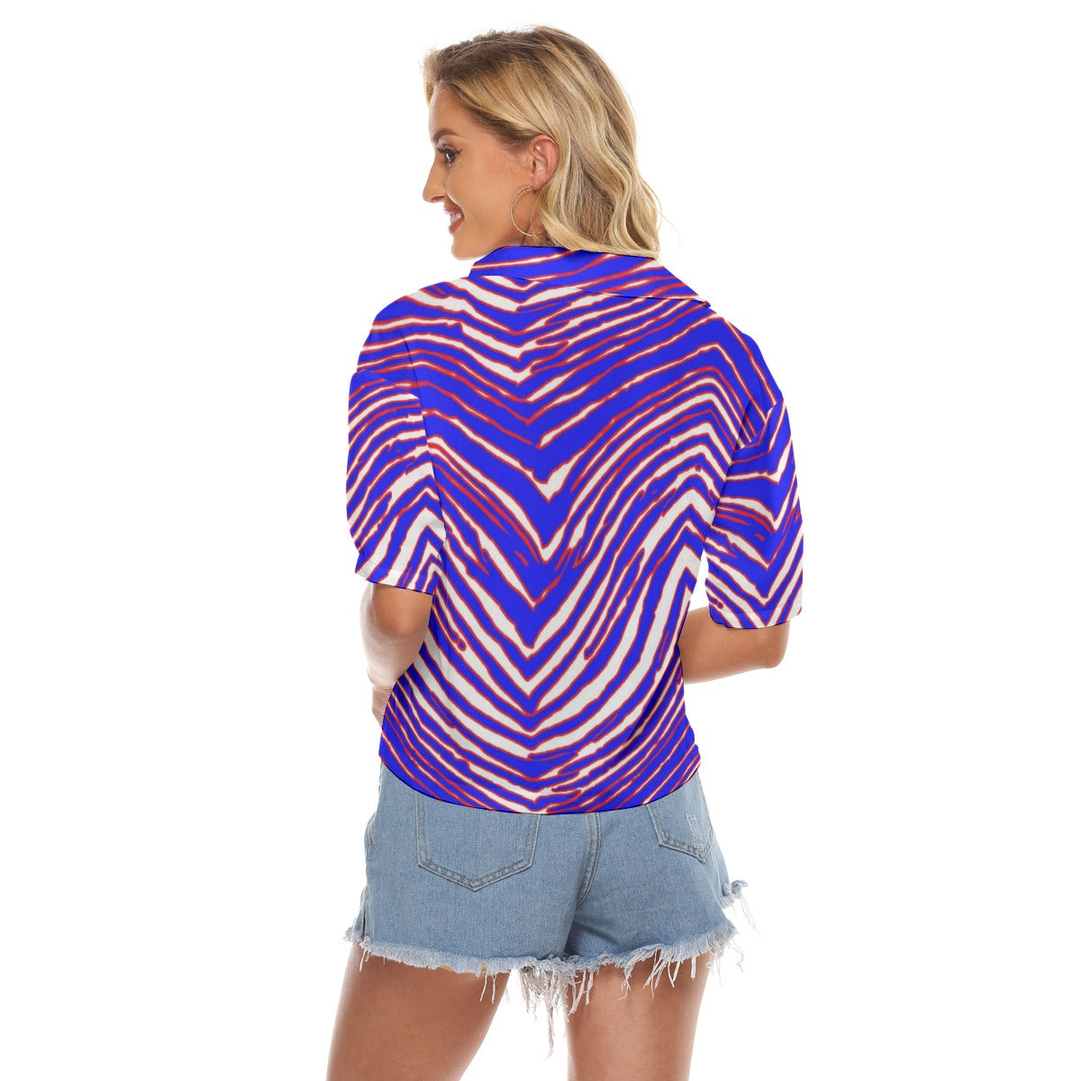 Camisetas de cuello en V para mujer con estampado de cebra de los Buffalo Bills de la NFL
