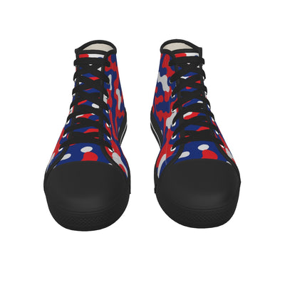 Zapatos de lona con suela negra y colores del equipo Buffalo Bills con camuflaje