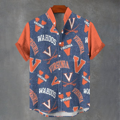 University of Virginia Cavaliers Stand Collar Shirt in Imitation Flax for Ultimate Comfort
