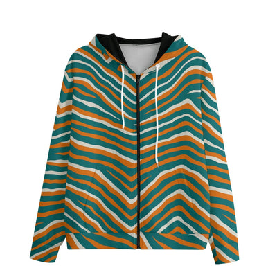 NFL Football Miami Dolphins Zubaz Interlock Zip Up Hoodie With Pocket