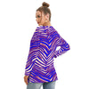 Sudadera con cuello redondo y abertura lateral para mujer con estampado de cebra de los Buffalo Bills de la NFL
