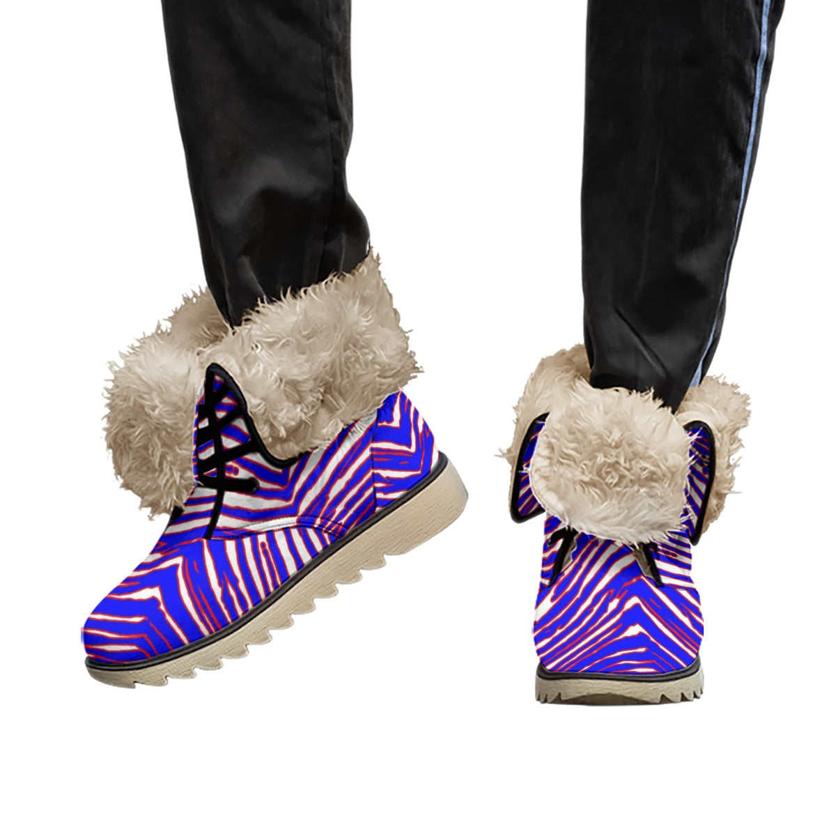 Nfl Football Buffalo Bills zubaz zebra print Plush Boots