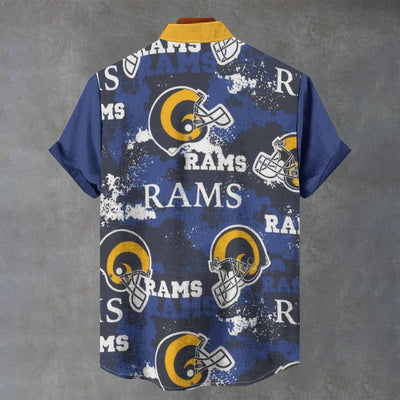 Los Angeles Rams Stand Collar Shirt|110GSM Imitation Flax
