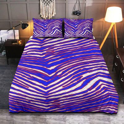 Edredones y fundas de almohada con estampado de cebra de los Buffalo Bills de la NFL con tiras envolventes
