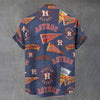 Houston Astros Stand Collar Shirt Made from 110GSM Imitation Flax for Ultimate Comfort and Breathability