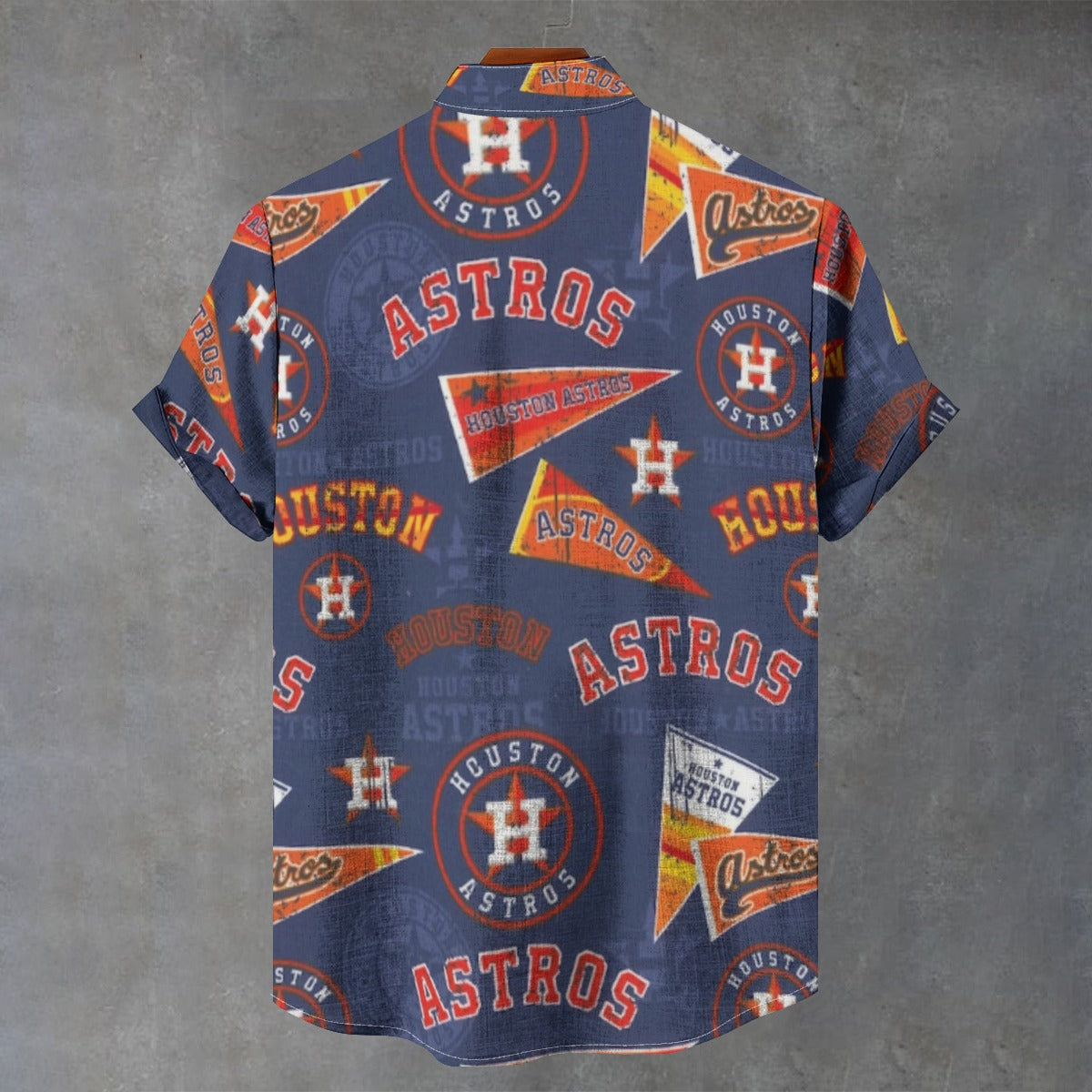 Houston Astros Stand Collar Shirt Made from 110GSM Imitation Flax for Ultimate Comfort and Breathability
