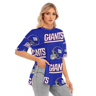 New York Giants Women's Short Sleeve T-Shirt with Hem Split for Casual Style