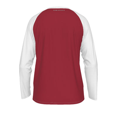 Universidad de Arkansas - Camiseta de manga larga con mangas raglán de los Razorbacks