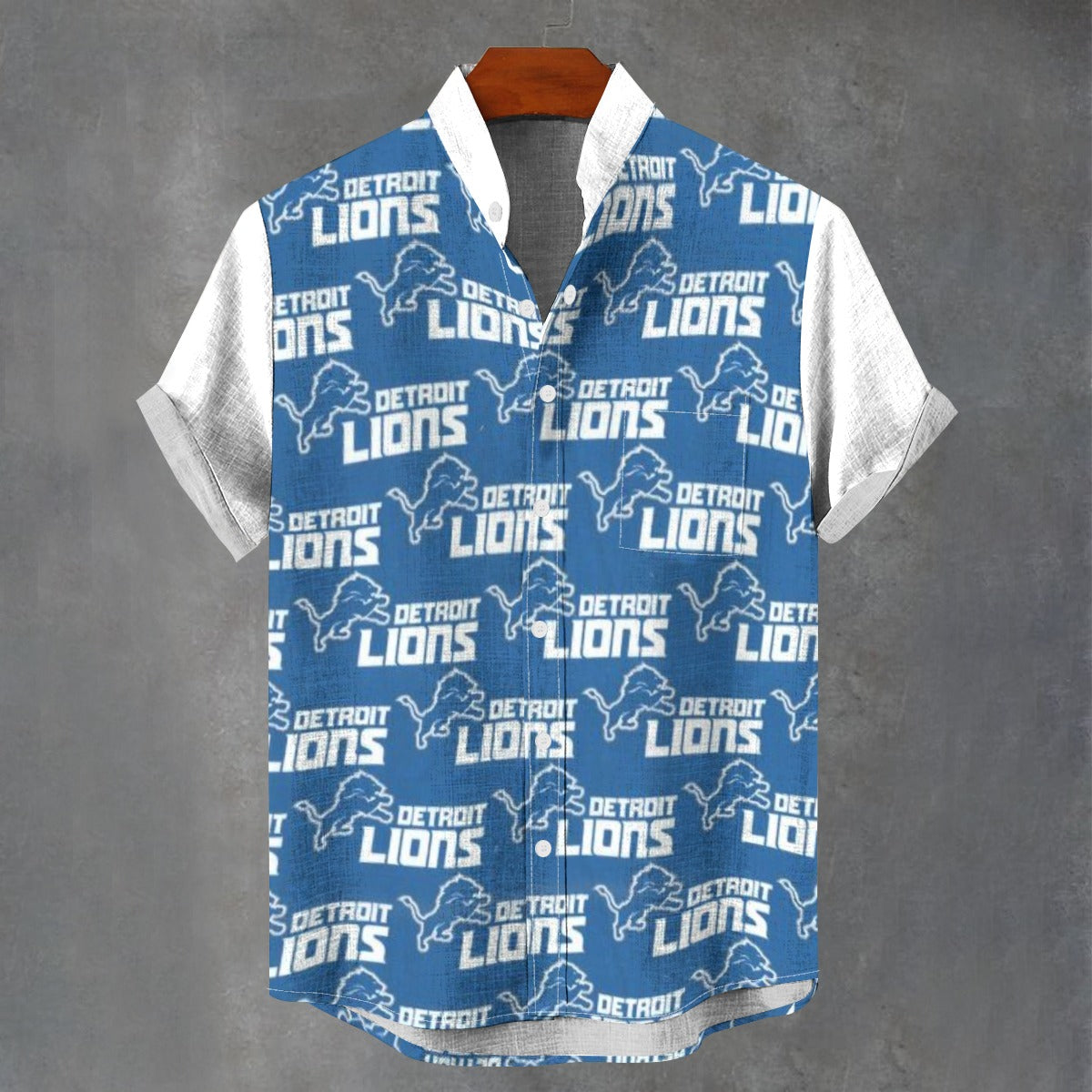 Detroit Lions Stand Collar Shirt|110GSM Imitation Flax
