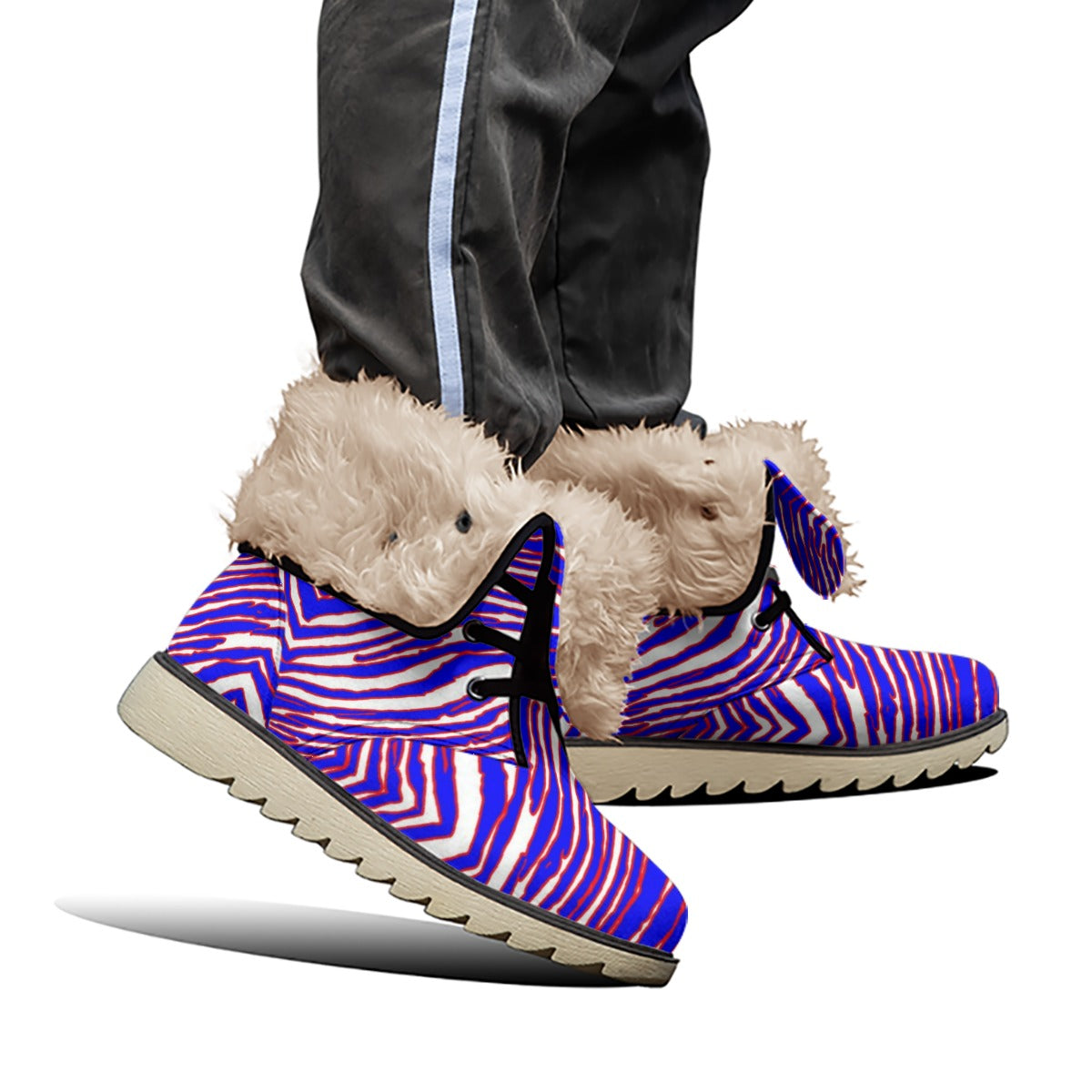 Nfl Football Buffalo Bills zubaz zebra print Plush Boots