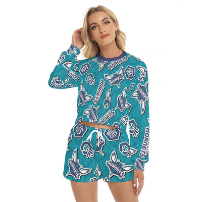 Conjunto de sudadera y pantalón corto de baloncesto de la NBA para mujer de los Charlotte Hornets