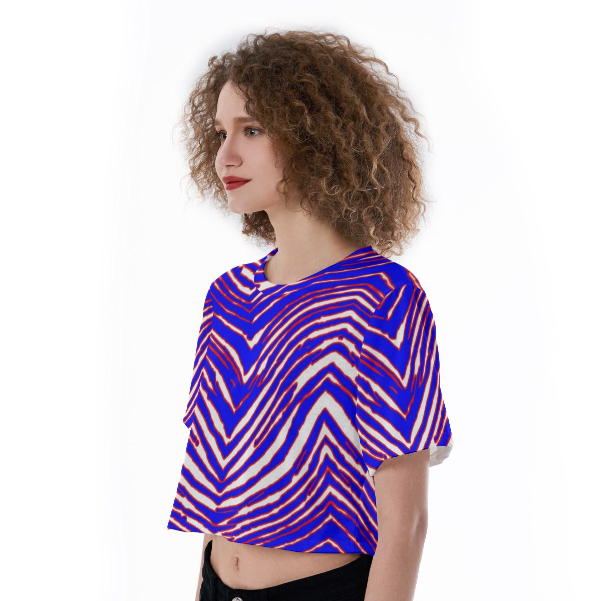 Camiseta corta con estampado de cebra de los Buffalo Bills de la NFL para mujer