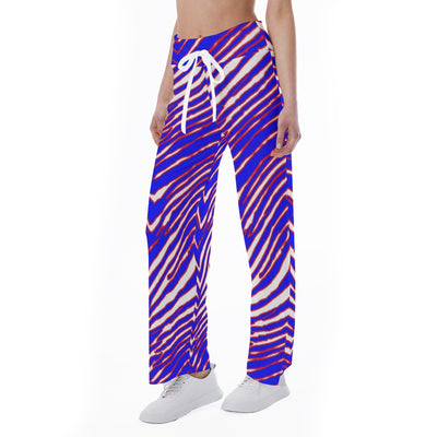 Pantalones rectos de cintura alta para mujer con estampado de cebra de los Buffalo Bills de la NFL