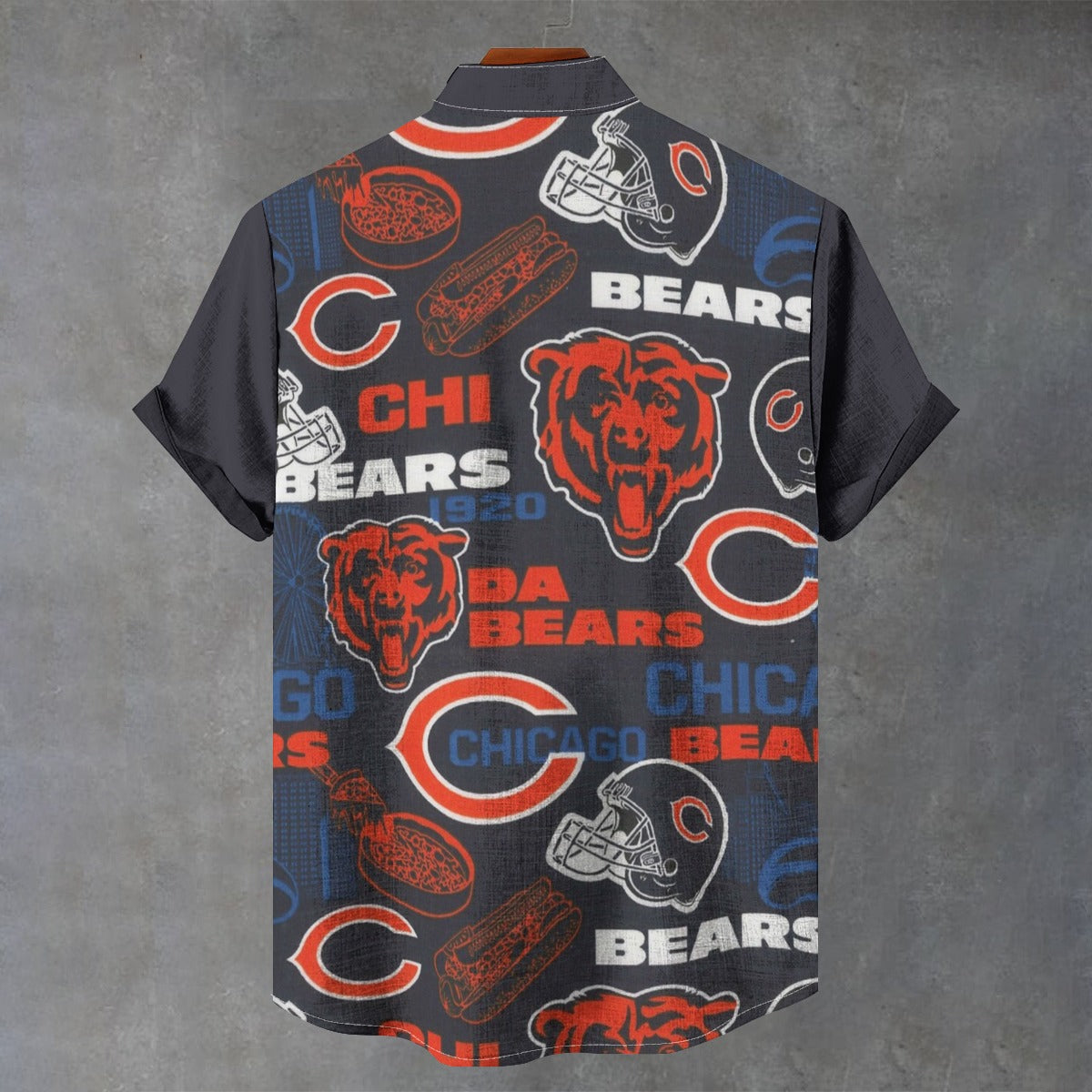 Chicago Bears Stand Collar Shirt|110GSM Imitation Flax