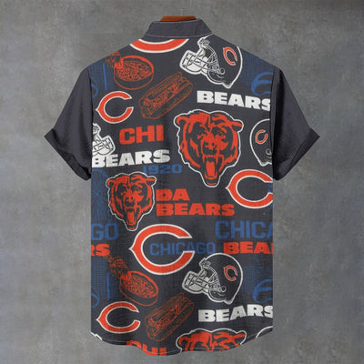 Chicago Bears Stand Collar Shirt|110GSM Imitation Flax