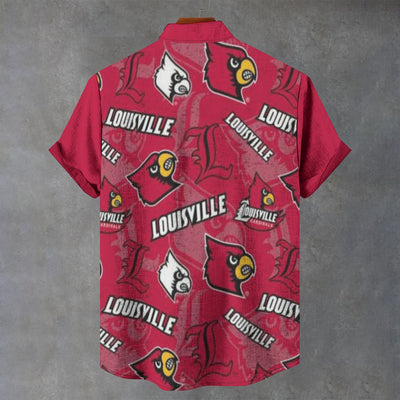 University of Louisville - Cardinals Stand Collar Shirt|110GSM Imitation Flax
