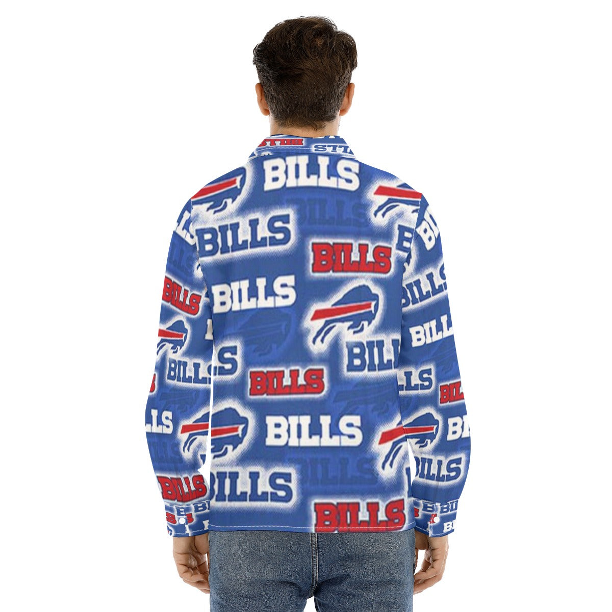 Buffalo Bills Nfl football fans Men's Lapel Collar Shirt With Concealed Placket