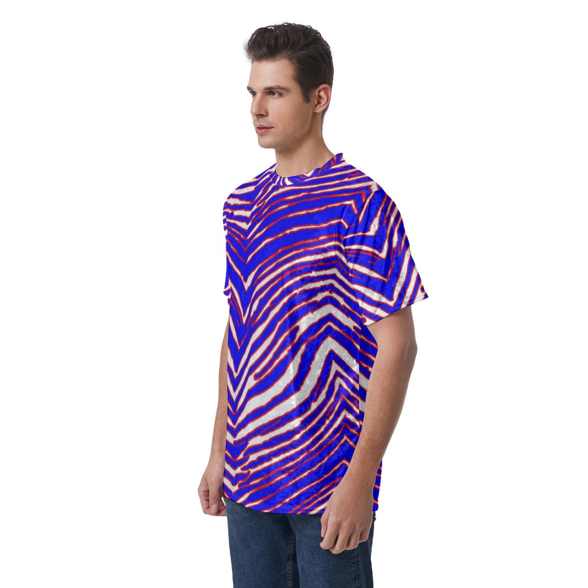 Camiseta de fútbol americano de la NFL Buffalo Bills con estampado de cebra Zubaz para hombre | Terciopelo