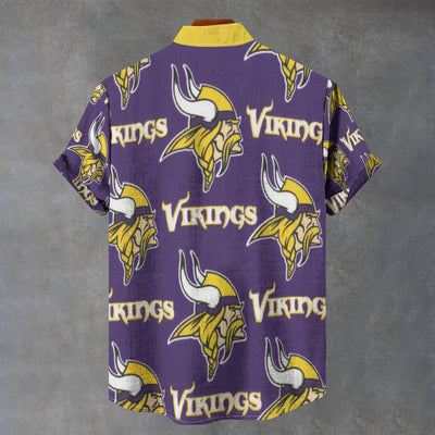 Minnesota Vikings Stand Collar Shirt|110GSM Imitation Flax