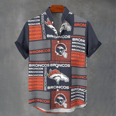 Denver Broncos Stand Collar Shirt|110GSM Imitation Flax