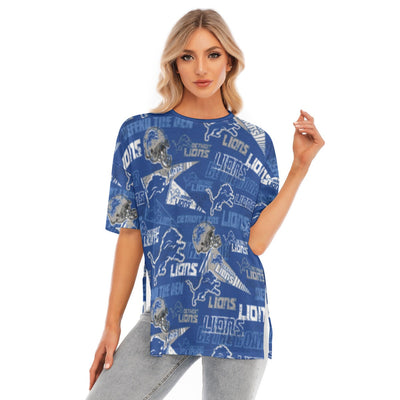 Detroit Lions NFL Women's Short Sleeve T-Shirt with Hem Split