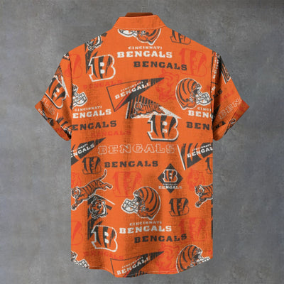 Cincinnati Bengals Stand Collar Shirt|110GSM Imitation Flax