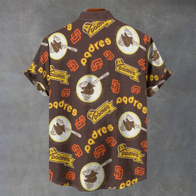 San Diego Padres Stand Collar Shirt in 110GSM Imitation Flax for Ultimate Comfort and Style