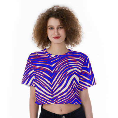 Camiseta corta con estampado de cebra de los Buffalo Bills de la NFL para mujer
