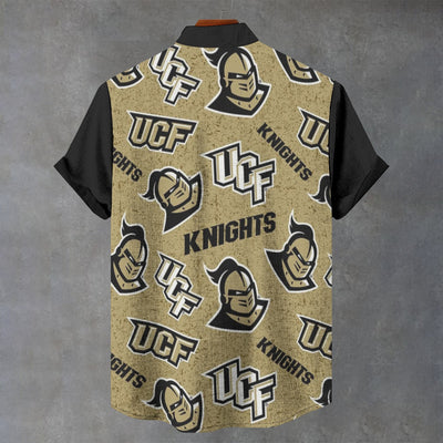 University of Central Florida Knights Stand Collar Shirt 110GSM Imitation Flax Fabric