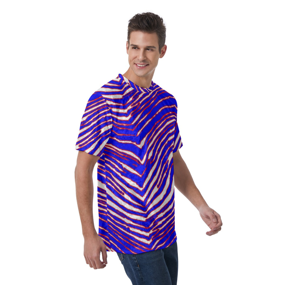 Camiseta de fútbol americano de la NFL Buffalo Bills con estampado de cebra Zubaz para hombre | Terciopelo