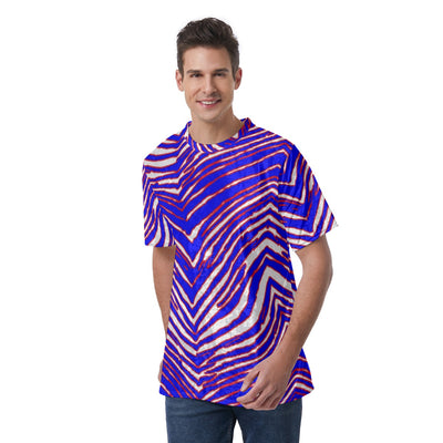 Camiseta de fútbol americano de la NFL Buffalo Bills con estampado de cebra Zubaz para hombre | Terciopelo