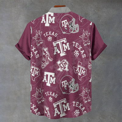 Texas A&M University - Aggies Stand Collar Shirt|110GSM Imitation Flax