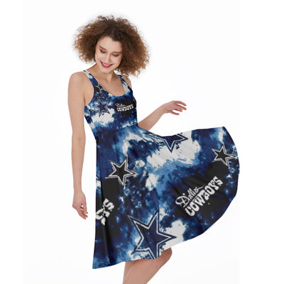 Nfl Football Dallas Cowboys tie dye  Women's Sleeveless Dress