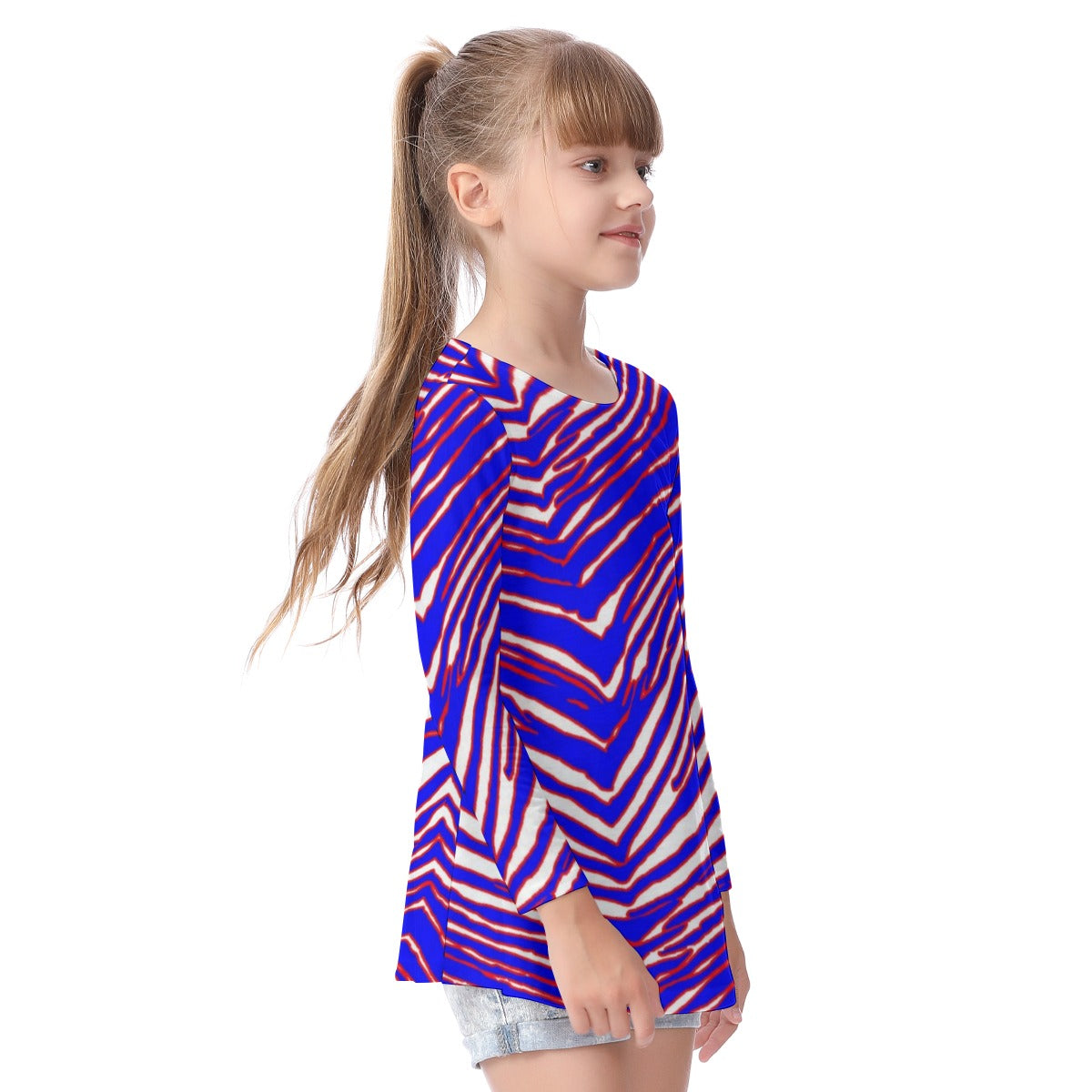 Camiseta de manga larga con cuello redondo para niño con estampado de cebra de los Buffalo Bills de la NFL