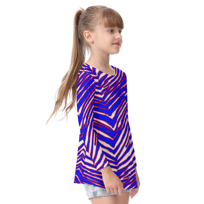 Camiseta de manga larga con cuello redondo para niño con estampado de cebra de los Buffalo Bills de la NFL